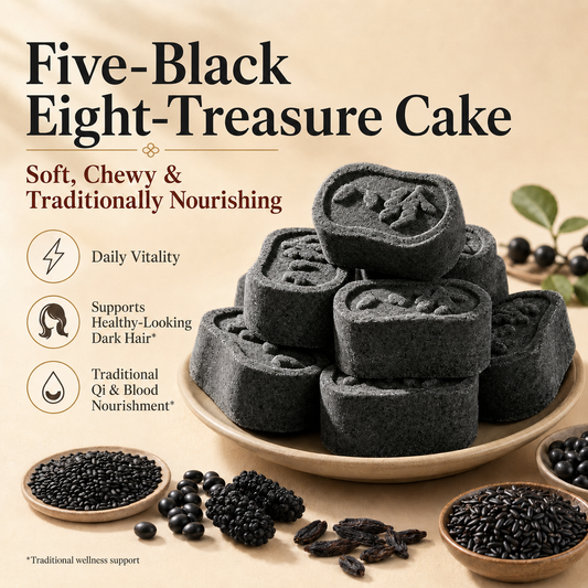 Five Black Eight Treasure Cake – Soft & Chewy Traditional Black Superfood Snack for Hair Wellness, Daily Vitality & Nourishing Energy-ZP