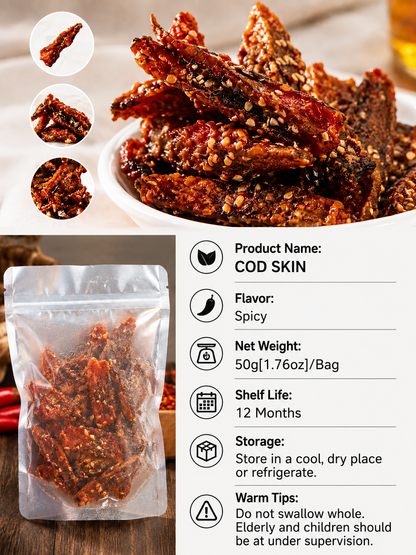 🌶️Premium Crispy Spicy Cod Skin Snack | Crunchy Seafood Chips-ZP