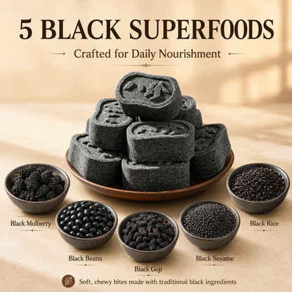 Five Black Eight Treasure Cake – Soft & Chewy Traditional Black Superfood Snack for Hair Wellness, Daily Vitality & Nourishing Energy-ZP