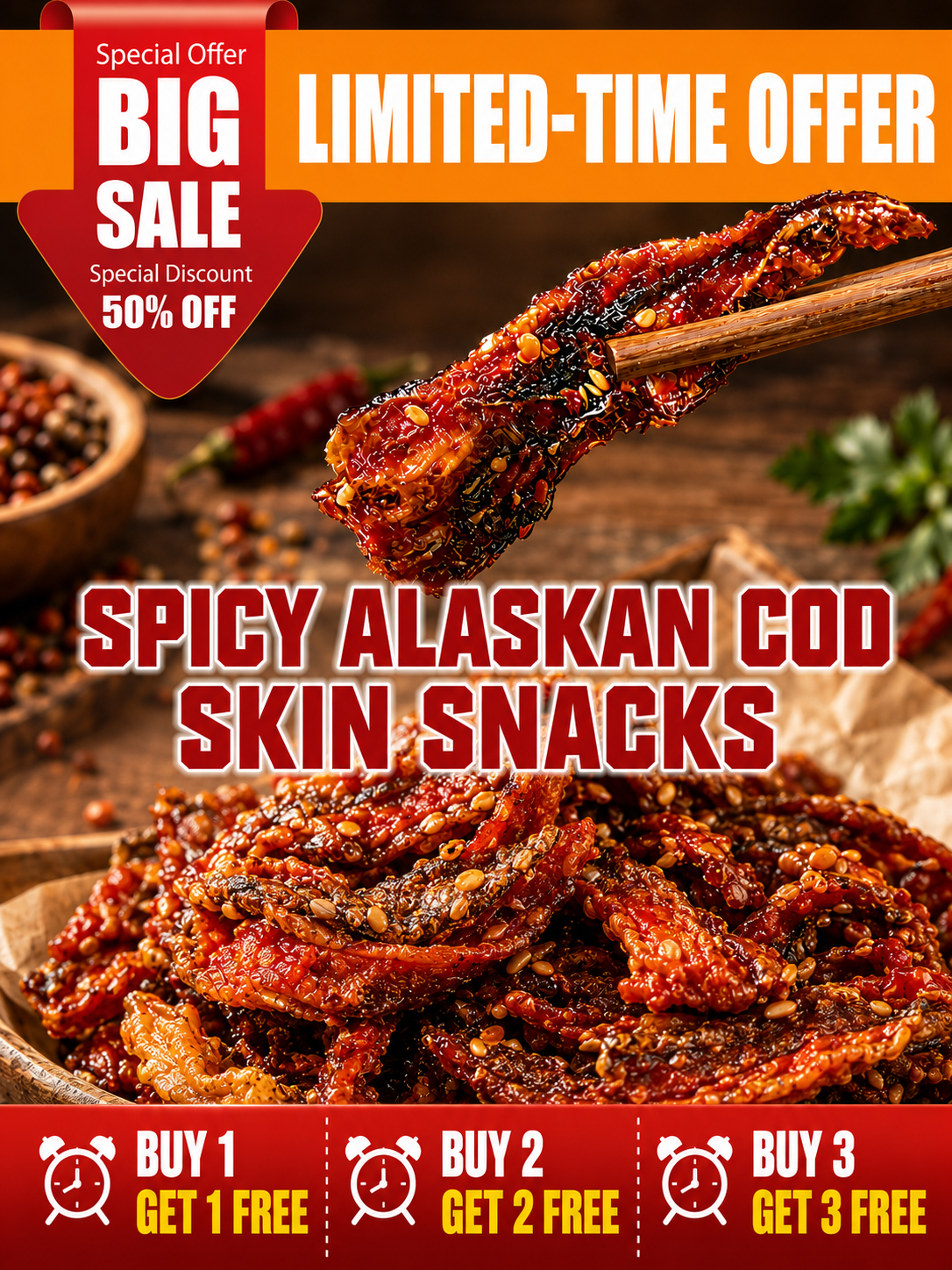 🌶️Premium Crispy Spicy Cod Skin Snack | Crunchy Seafood Chips-ZP