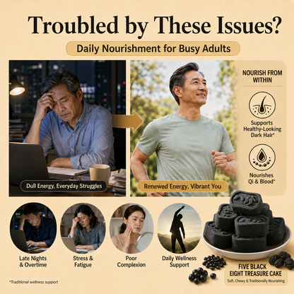 Five Black Eight Treasure Cake – Soft & Chewy Traditional Black Superfood Snack for Hair Wellness, Daily Vitality & Nourishing Energy-ZP